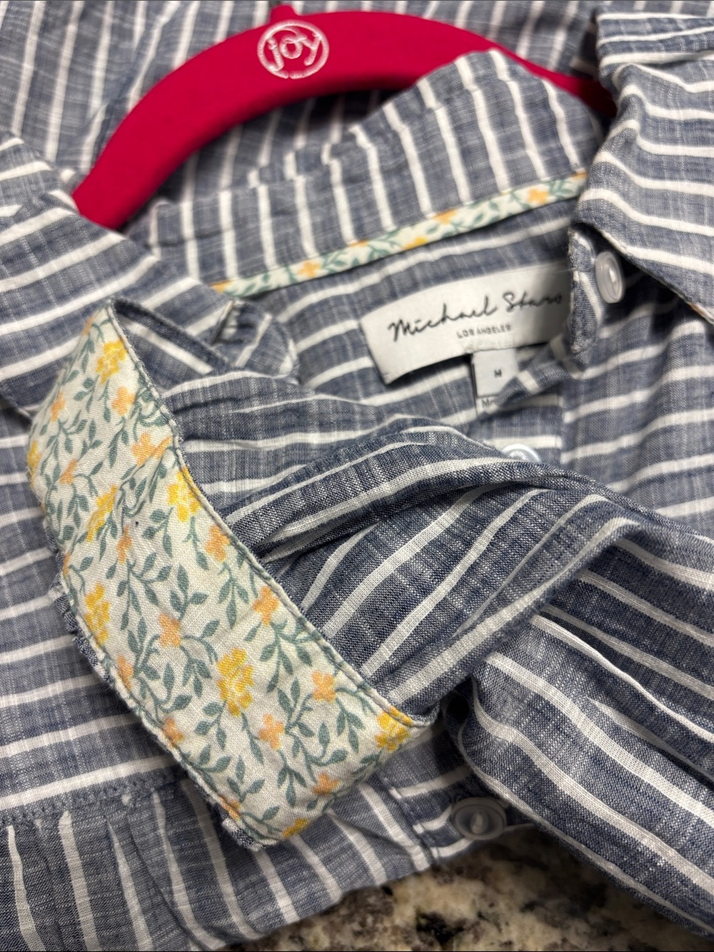Michael Stars Light Blue & White Striped Button-Down Shirt - Picture 5 of 6
